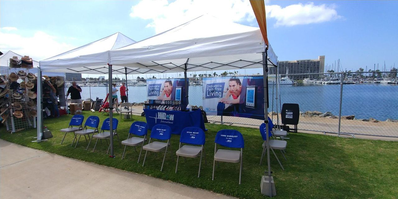 Outdoor waterfront booth